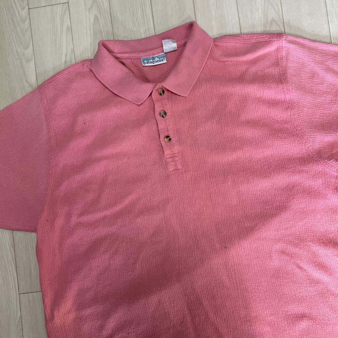 レア！90s patagonia L ピンク ニットポロシャツ