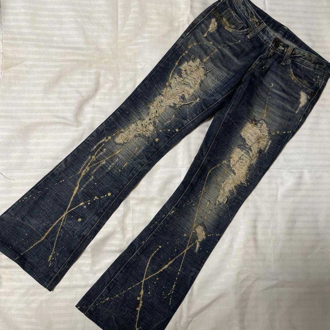 d.i.a/ダメージペイントブーツカットデニム☆25 d.i.a/ダメージペイントブーツカットデニム☆25