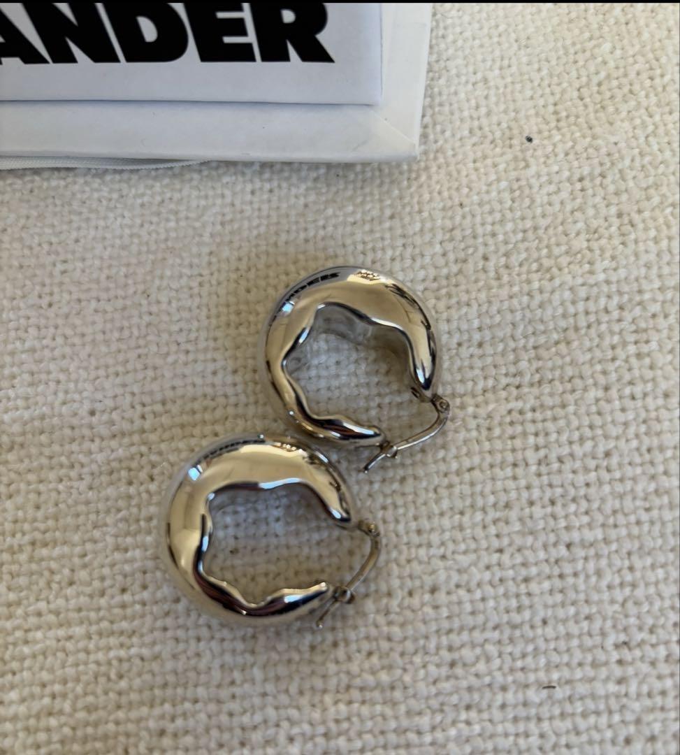 美品★JIL SANDER ジルサンダー　シルバーフープピアス