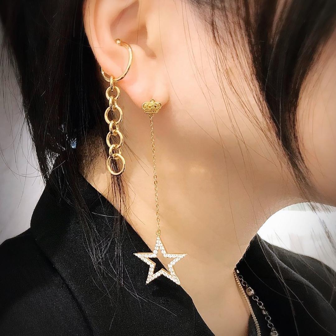 定価3.5万・新品☆Justin Davis スターチェーンピアス（ブラック）