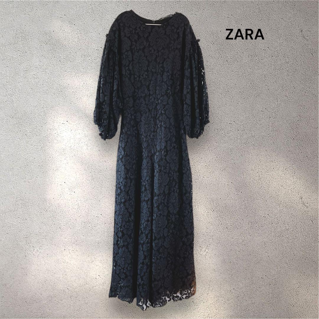 タグ付き新品】ZARA 黒 レース袖 パンツドレス