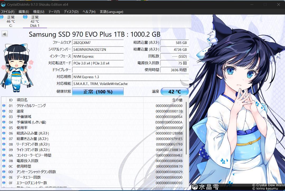 内蔵型SSD Samsung 970 EVO Plus 1TB NVMe M.2 SSD
