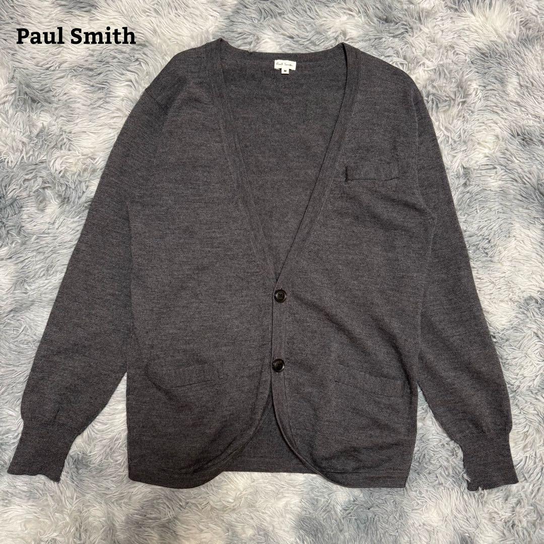 美品 Paul Smith ポールスミス ウール カーディガン グレー M