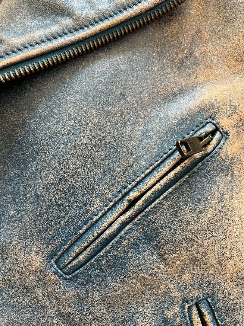 流行に  MARC JACOBS 加工レザー ダブルライダース ジャケット・アウター
