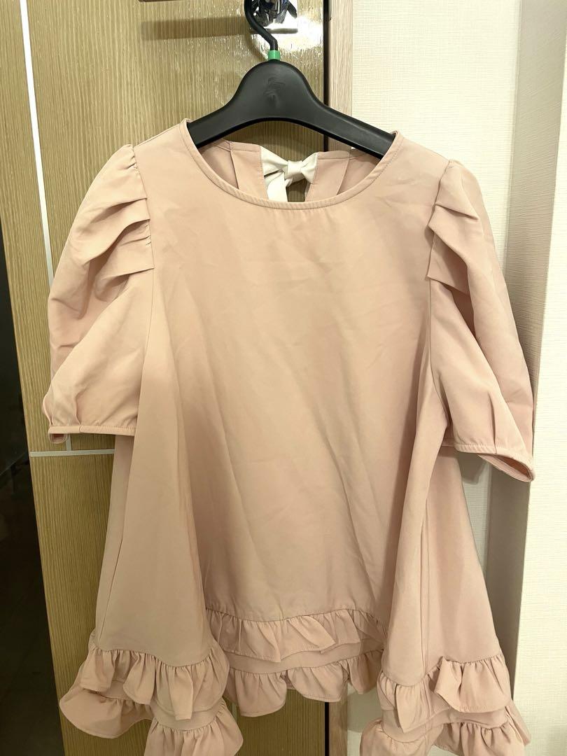 フィットモア♡2段フリルバックリボンプルオーバーハーフスリーブ♡ ZOZOTOWN限定カラー】2段フリルバックリボンプルオーバーハーフ