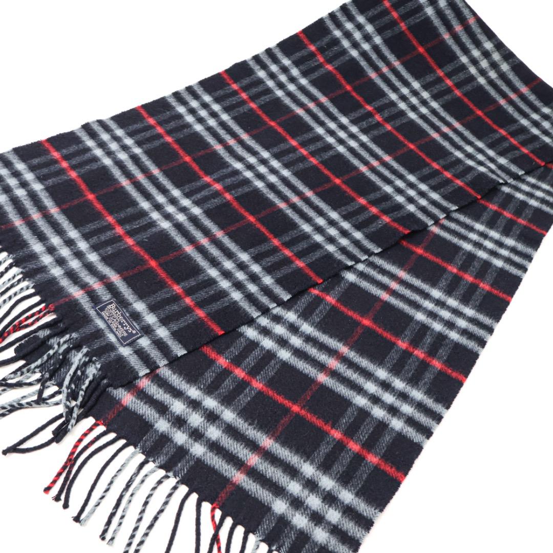 E5634-96◾️バーバリーズ カシミア100% ノバチェックマフラー