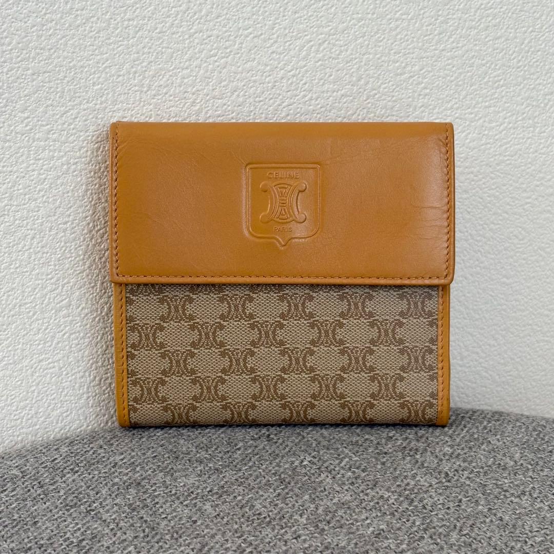 セリーヌ マカダム柄 三つ折り 財布 PVC ベージュ系 ウォレット mm283