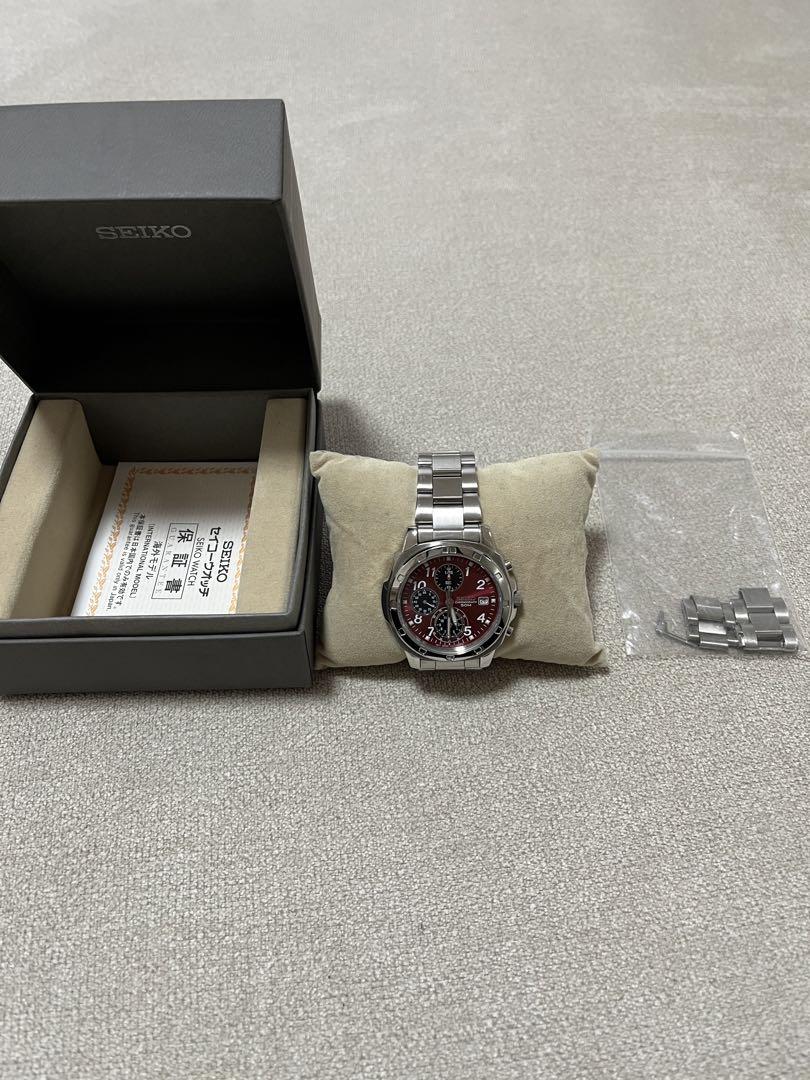 SEIKO クロノグラフ 時計 レッド
