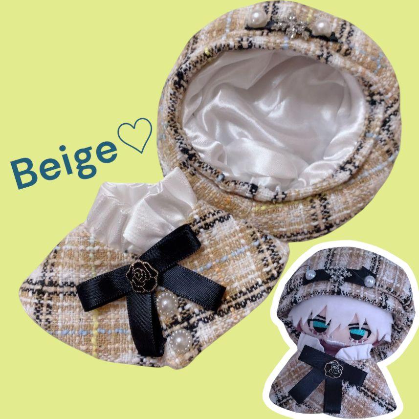 ぬい服♡ベレー帽ケープセット　赤黒白ベージュ４色セット　可愛いお洒落推し