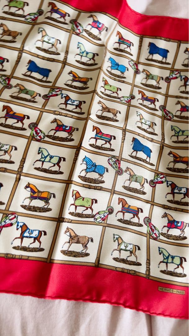 HERMES エルメス カレ ダブルフェイス 90 馬着 シルクスカーフ