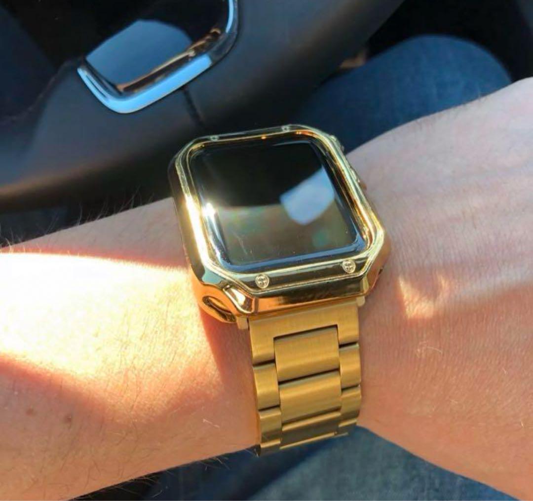 He-@キラキラアップルウォッチカバーステンレスベルトバンドAppleWatch