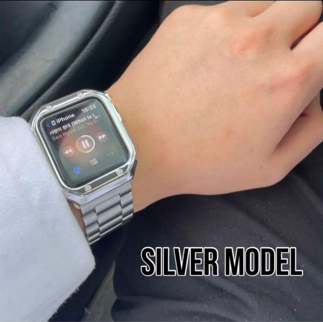 He-@キラキラアップルウォッチカバーステンレスベルトバンドAppleWatch