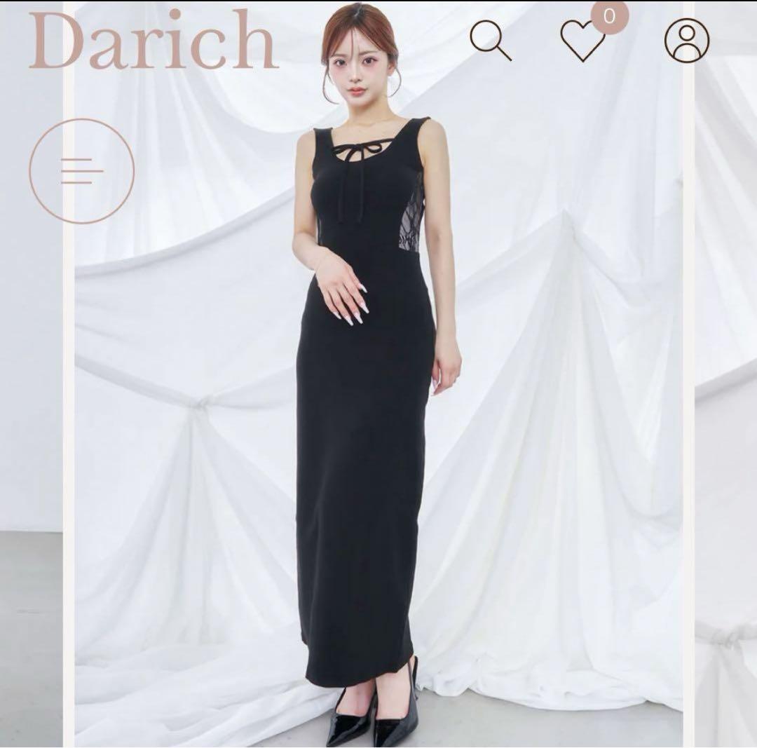 Darich　サイドレースカットロングワンピース　ブラック　FS