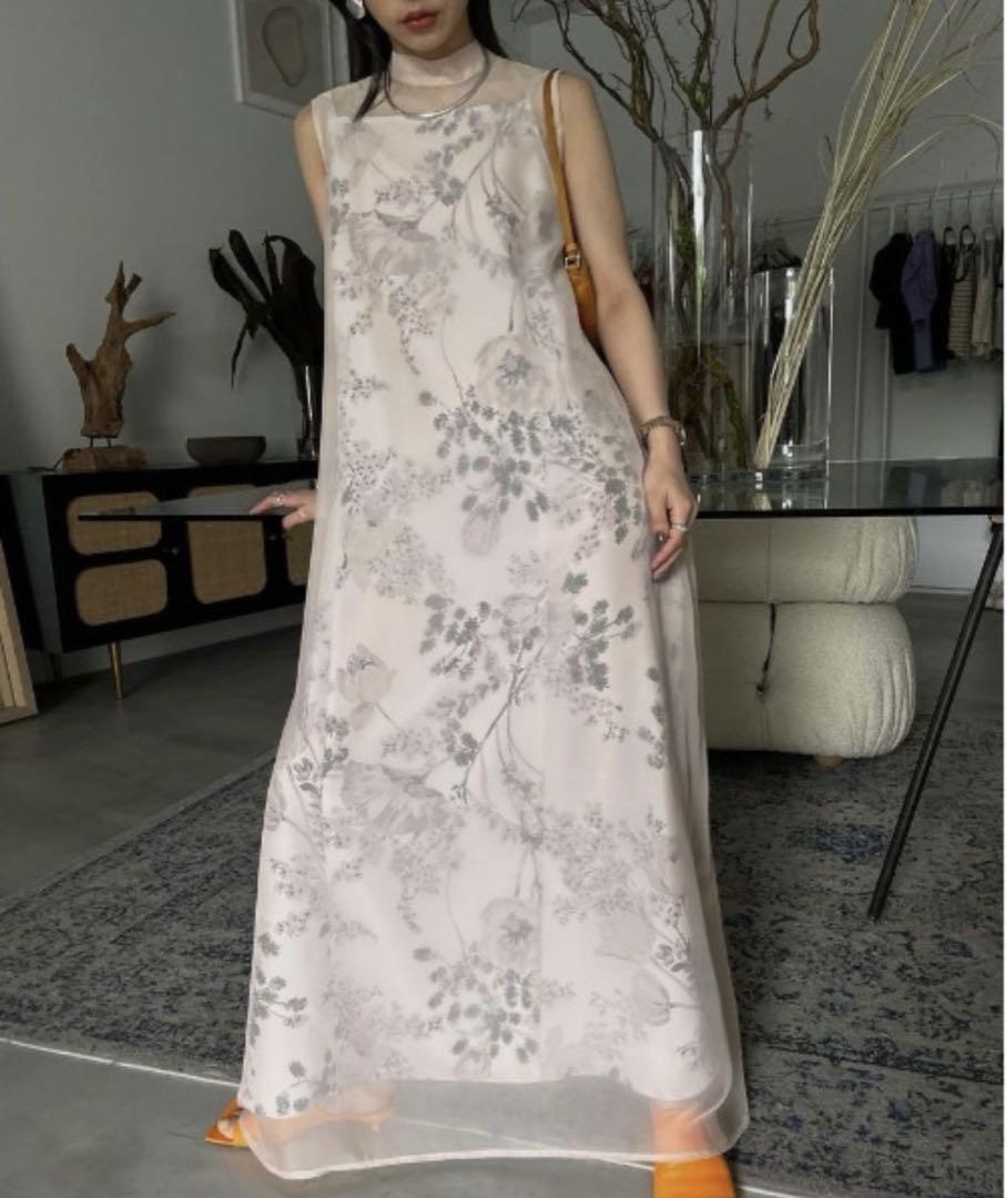 ワンピース Ameri 2WAY FLOWER LAYERED SHEER DRESS
