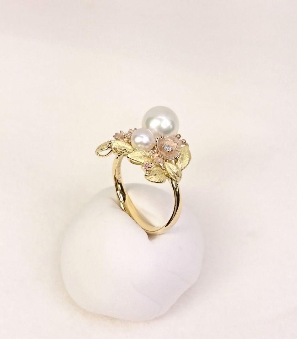 K18/K18PG パール•色石•ダイヤ入リング