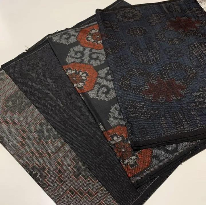 【オンライン限定商品】 【おまとめ】正絹 39×254 #62-1 ハギレ 村山大島紬 アンティーク - 生地/糸