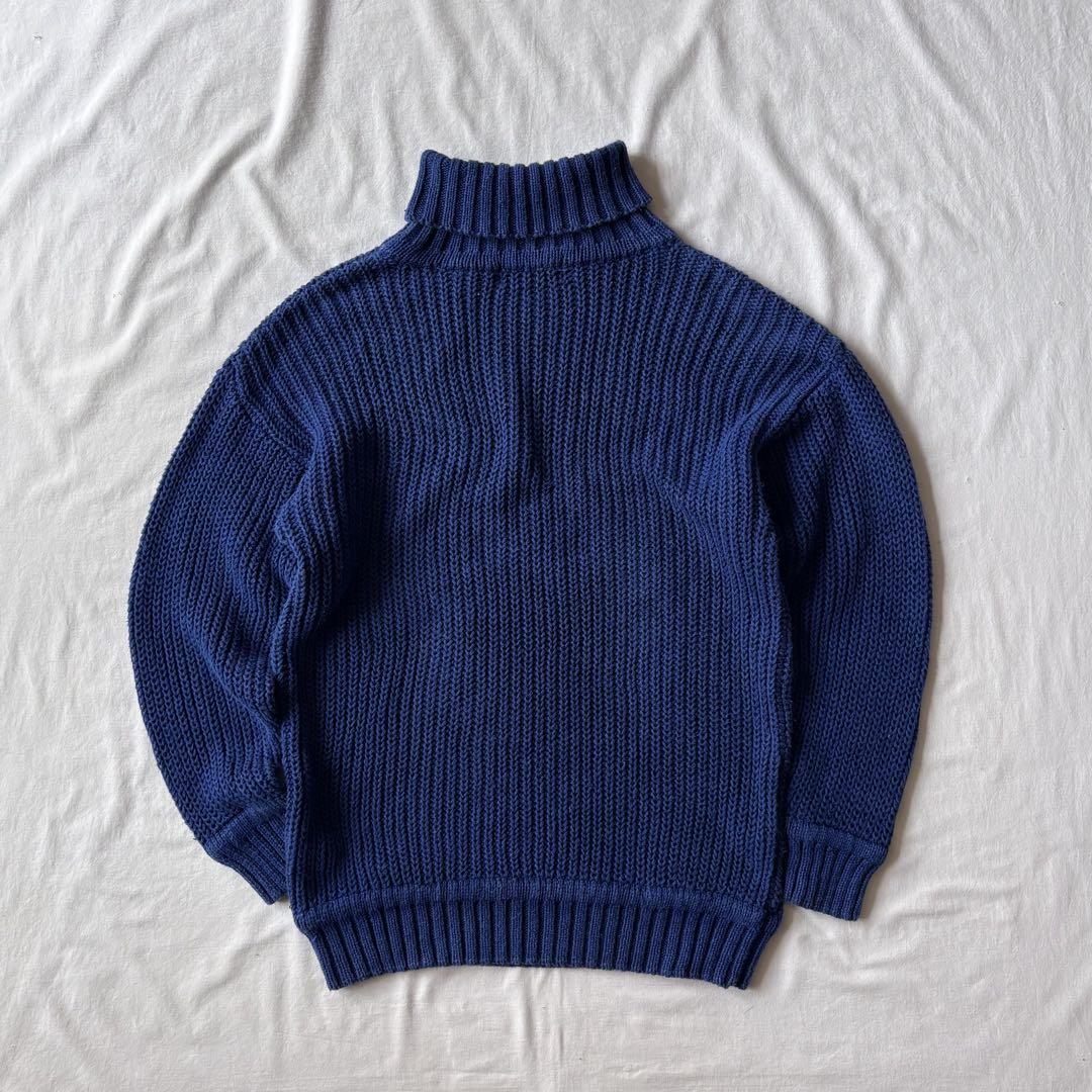 大特価 80s-90s OLD GAP ラミー コットン 縦編みニット ブルー L トップス
