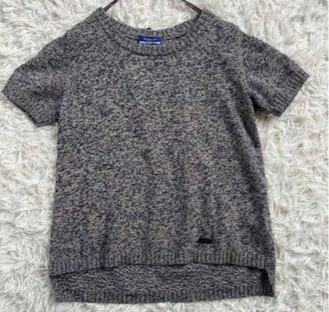 BURBERRY BLUELABEL バックリボン半袖サマーニットセーター　M