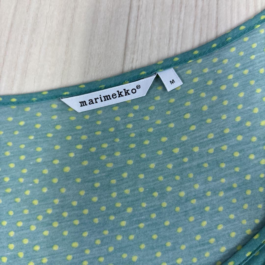 marimekko グリーンドット柄 ノースリーブワンピース フレンチ