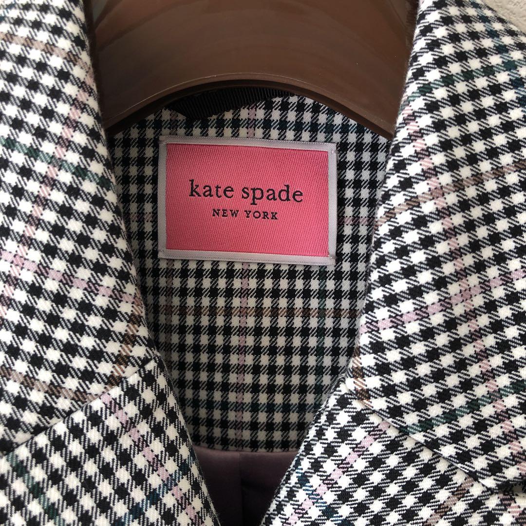Kate SpadeダブルボタンチェックテーラードジャケットM春秋ケイトスペード gCN9d-m44349056490 人気が高い