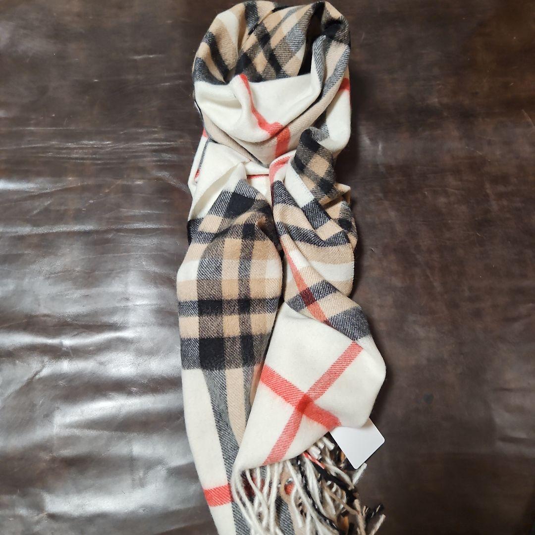 ホワイトカシミヤマフラー