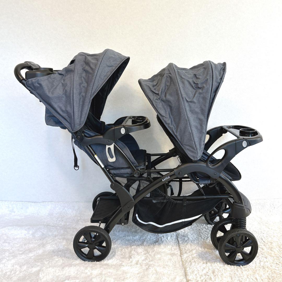 【美品】KATOJI カトージ　2人乗りベビーカー　二人でゴーDX 双子 年子
