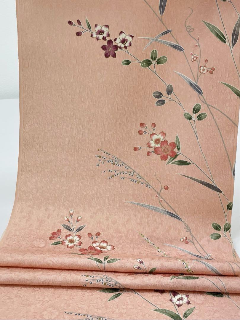 小紋 金彩 紋意匠 桜 正絹 反物