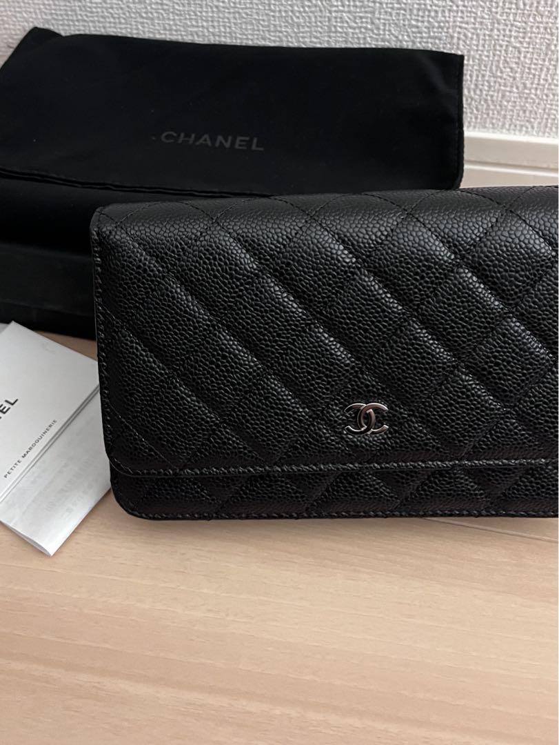 チェーンウォレット シルバー金具 キャビアスキン