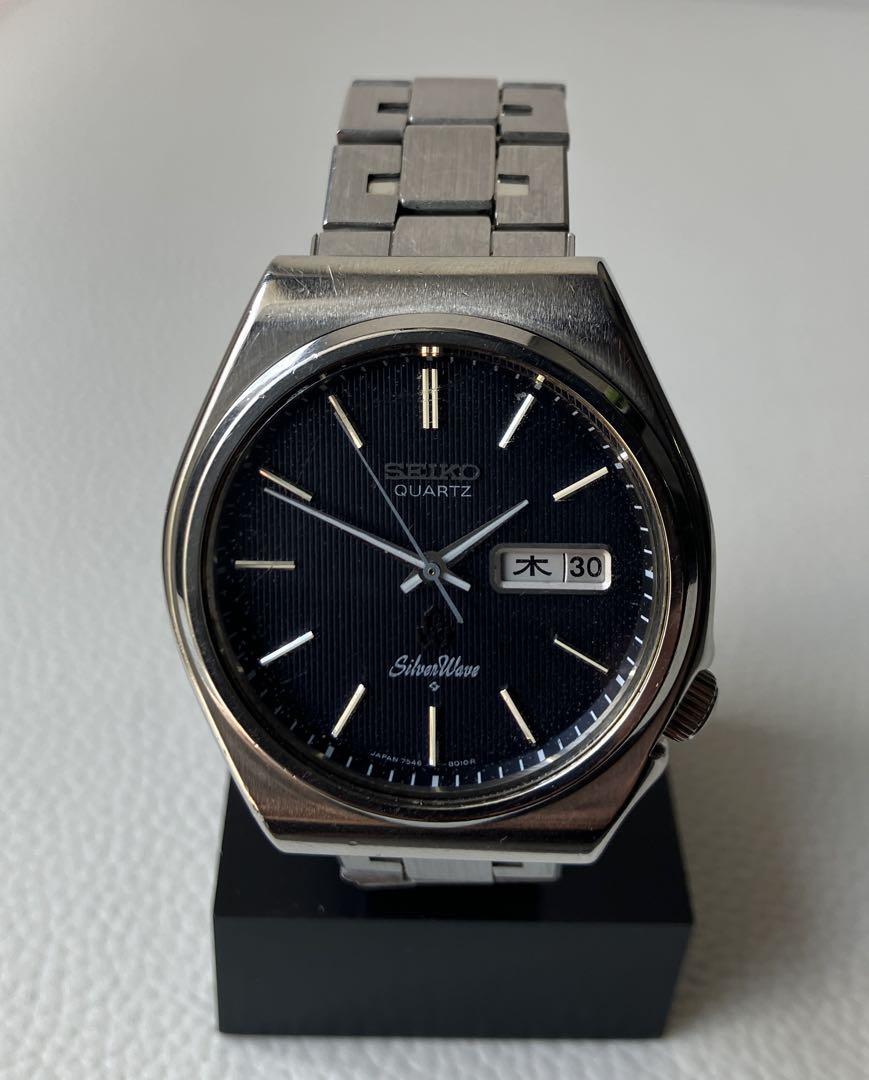 【稼働品】セイコー シルバーウェーブ 7546-802J クォーツ 黒文字盤