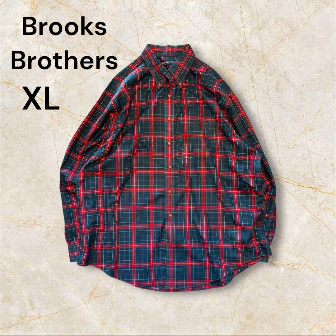 Brooks Brothers Est.1818チェック柄 長袖シャツ 赤緑XL