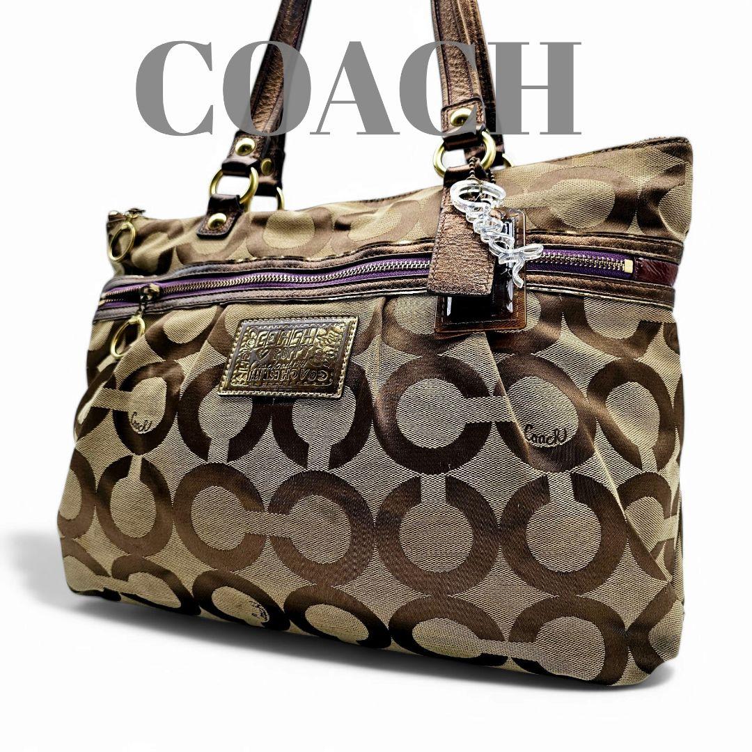 高級素材使用ブランド COACH コーチポピー シグネチャー キャンバス トートバッグ バッグ