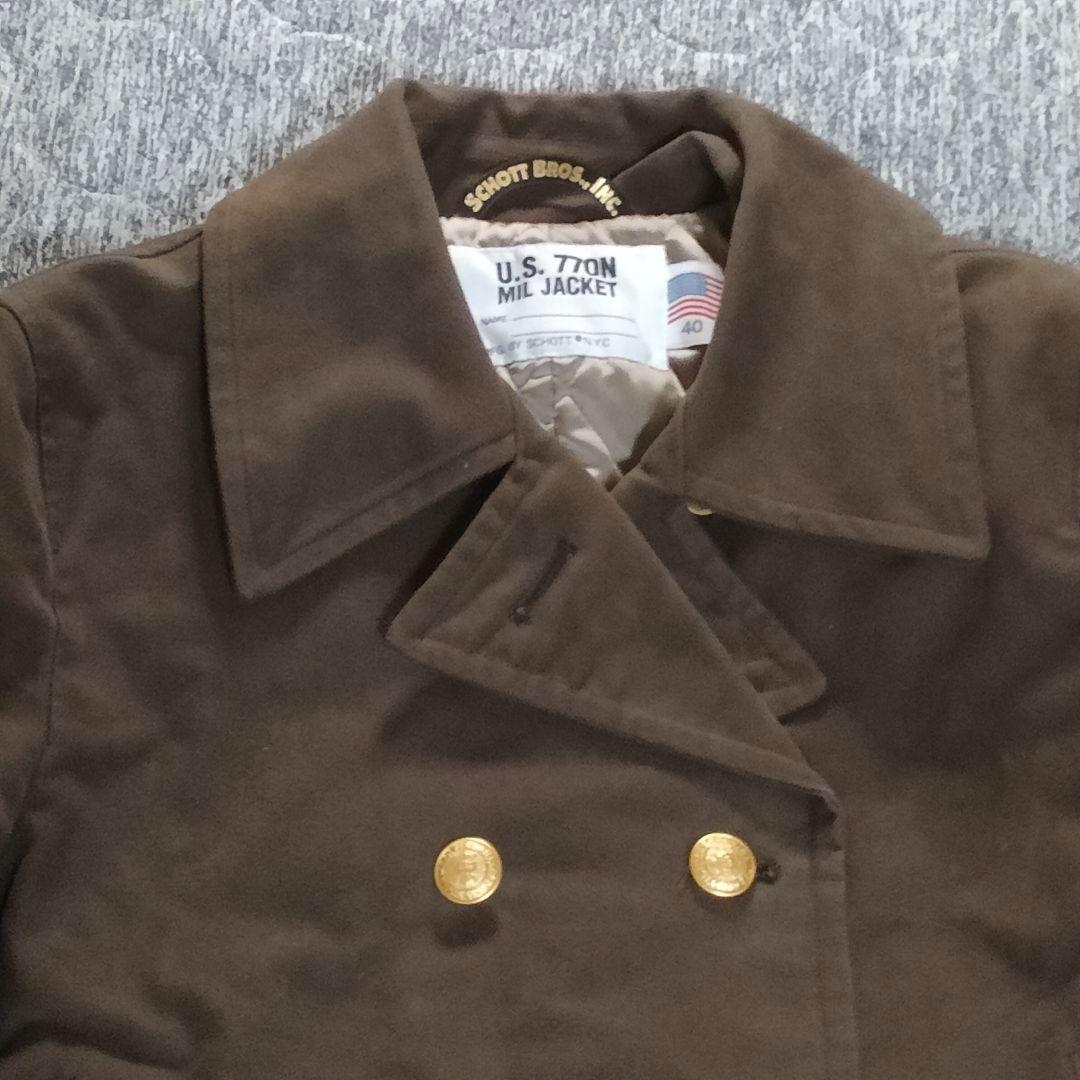 希少 ショット Schott 金ボタン 牛革 Pコート ジャケット サイズ40