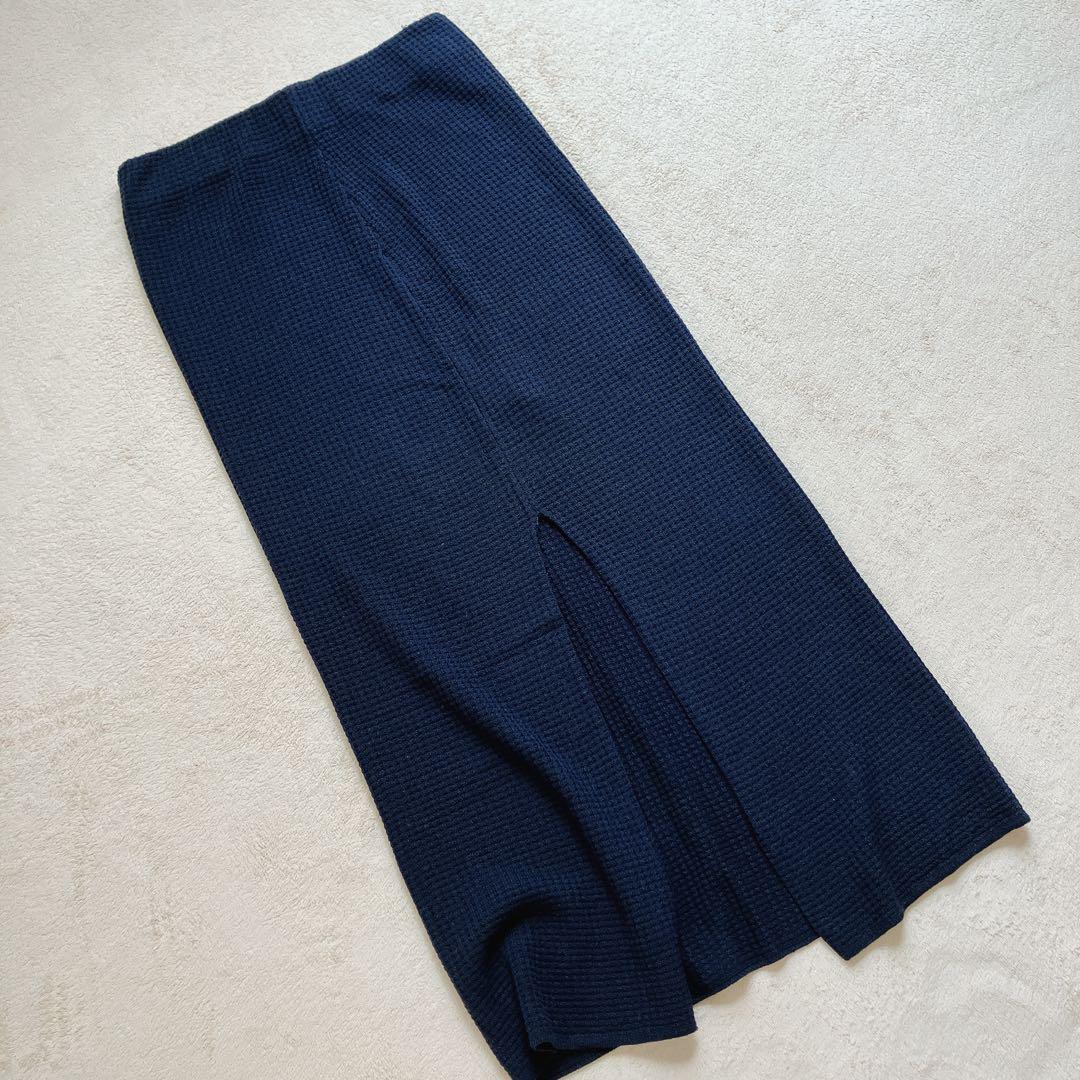 MADISONBLUE ワッフルスカートS ロング ニット タイト ネイビー