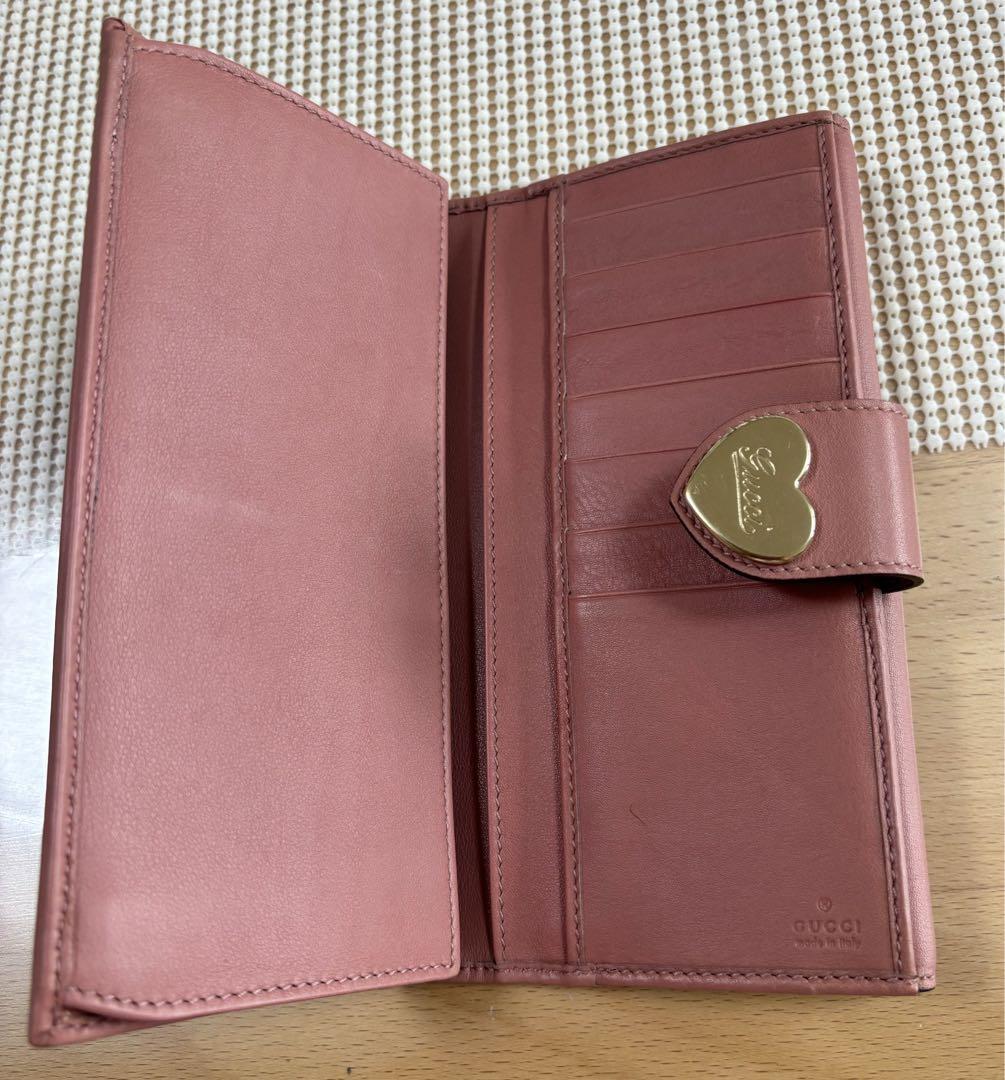 美品　GUCCI 長財布　ピンク　ハート