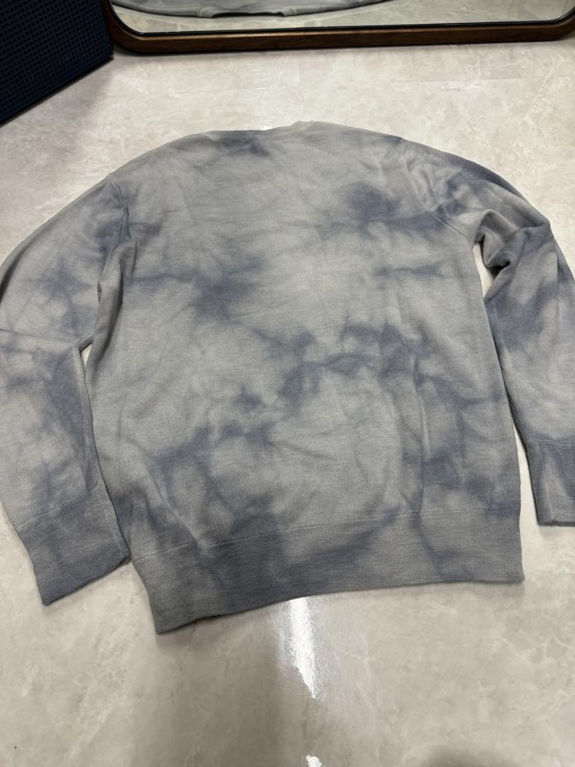 ストラスブルゴ　ホワイトカシミヤタイダイクルーネックニット　M グレー