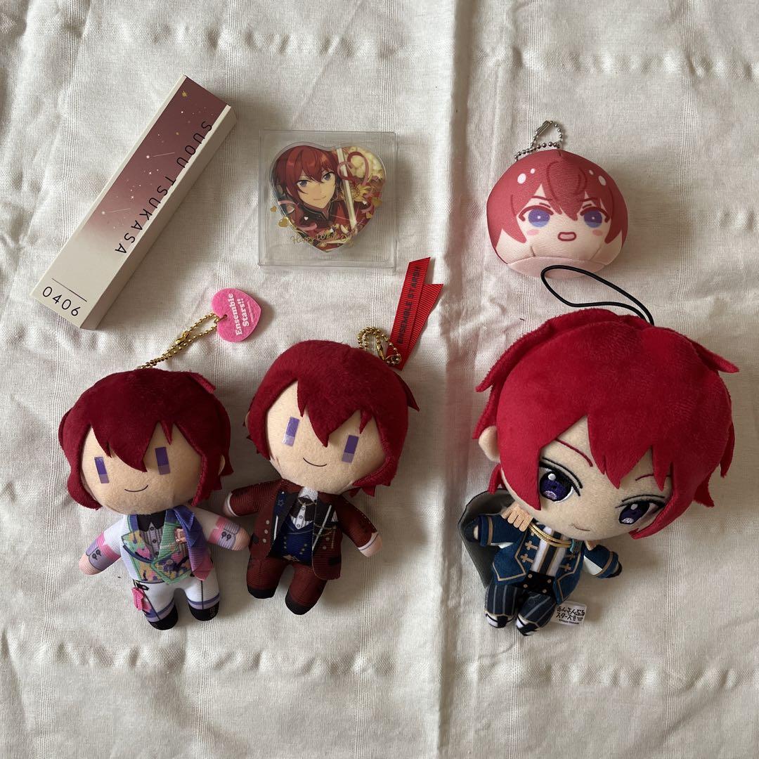 朱桜司 セット (ぬいぐるみ、コスマス、おまんじゅう、缶バッジ、フレグランス)