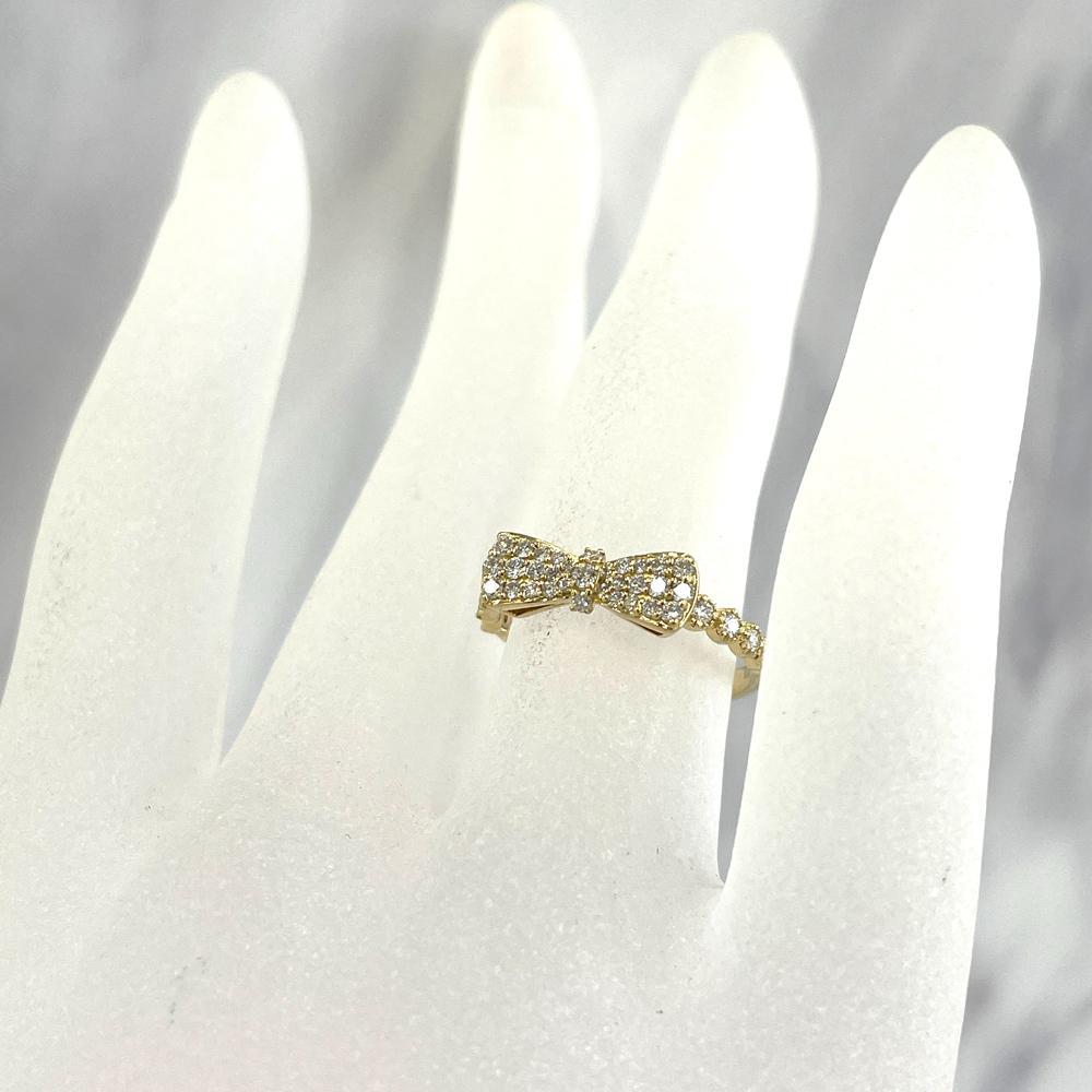 ポンテヴェキオ　K18　リボン　ダイヤ0.32ct　リング 　10.5号　指輪