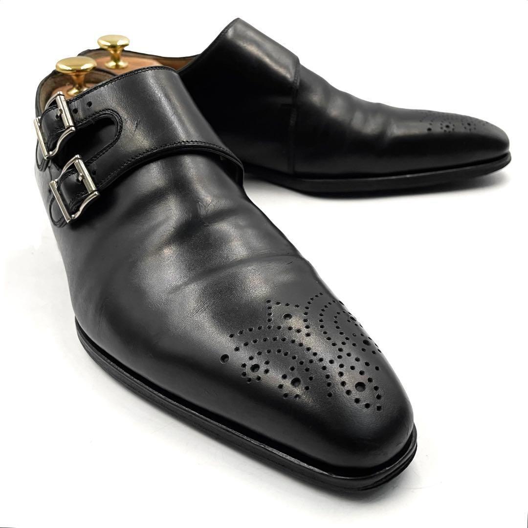 《超美品》MAGNANNI マグナーニ ダブルモンク レザーシューズ ブラック