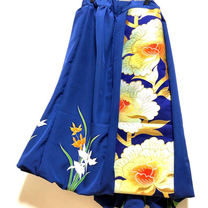 大特価好評 着物リメイク ハンドメイド 青唐草牡丹 oWRAK-m44412411208 2WAYバルーンスカート&ボレロ 和柄 正規品新品