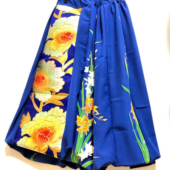 大特価好評 着物リメイク ハンドメイド 青唐草牡丹 oWRAK-m44412411208 2WAYバルーンスカート&ボレロ 和柄 正規品新品