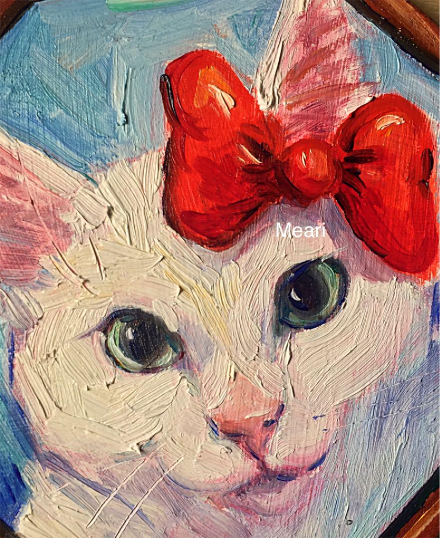 油絵 猫 油彩画 原画 手描き 絵画 【大特価!!】 1年保証付き 「猫かぶり」黒猫 手描き 絵画 原画 油絵 絵画/タペストリ