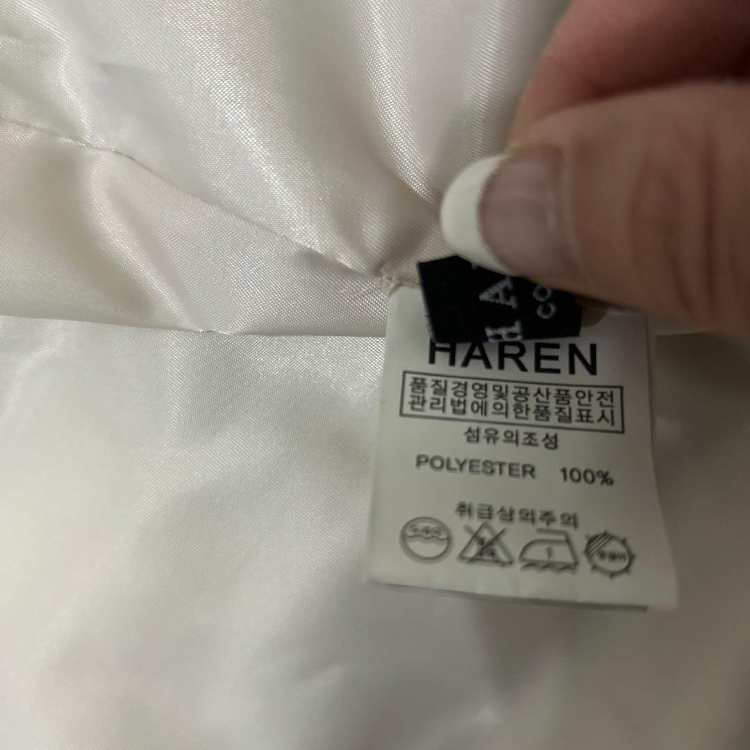 お値下げ！ライトベージュ　ダウンコート　レザー調