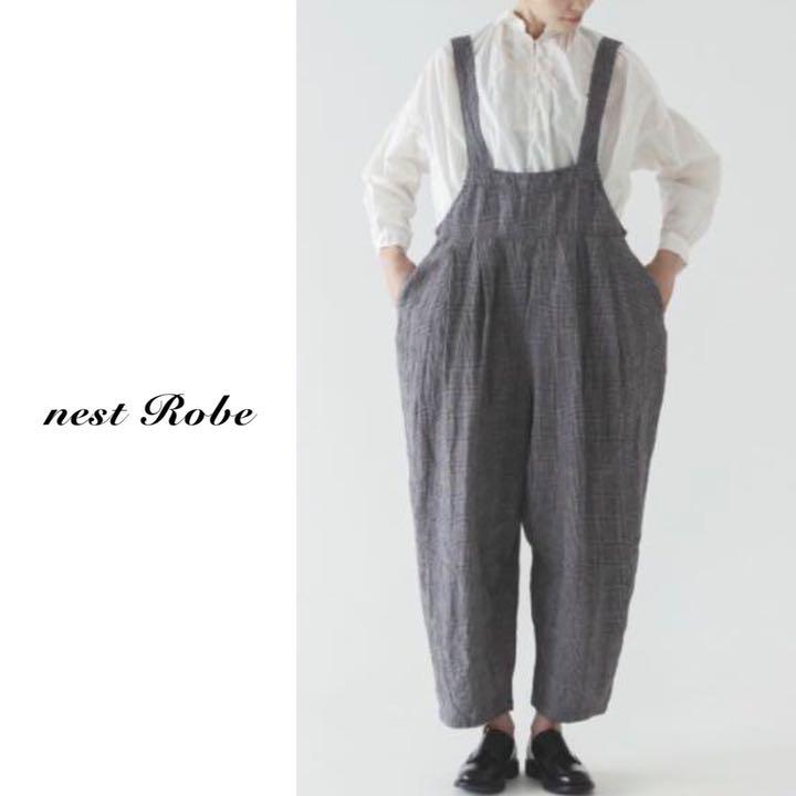 nest robe（ネストローブ）| リネングレンチェックサロペット