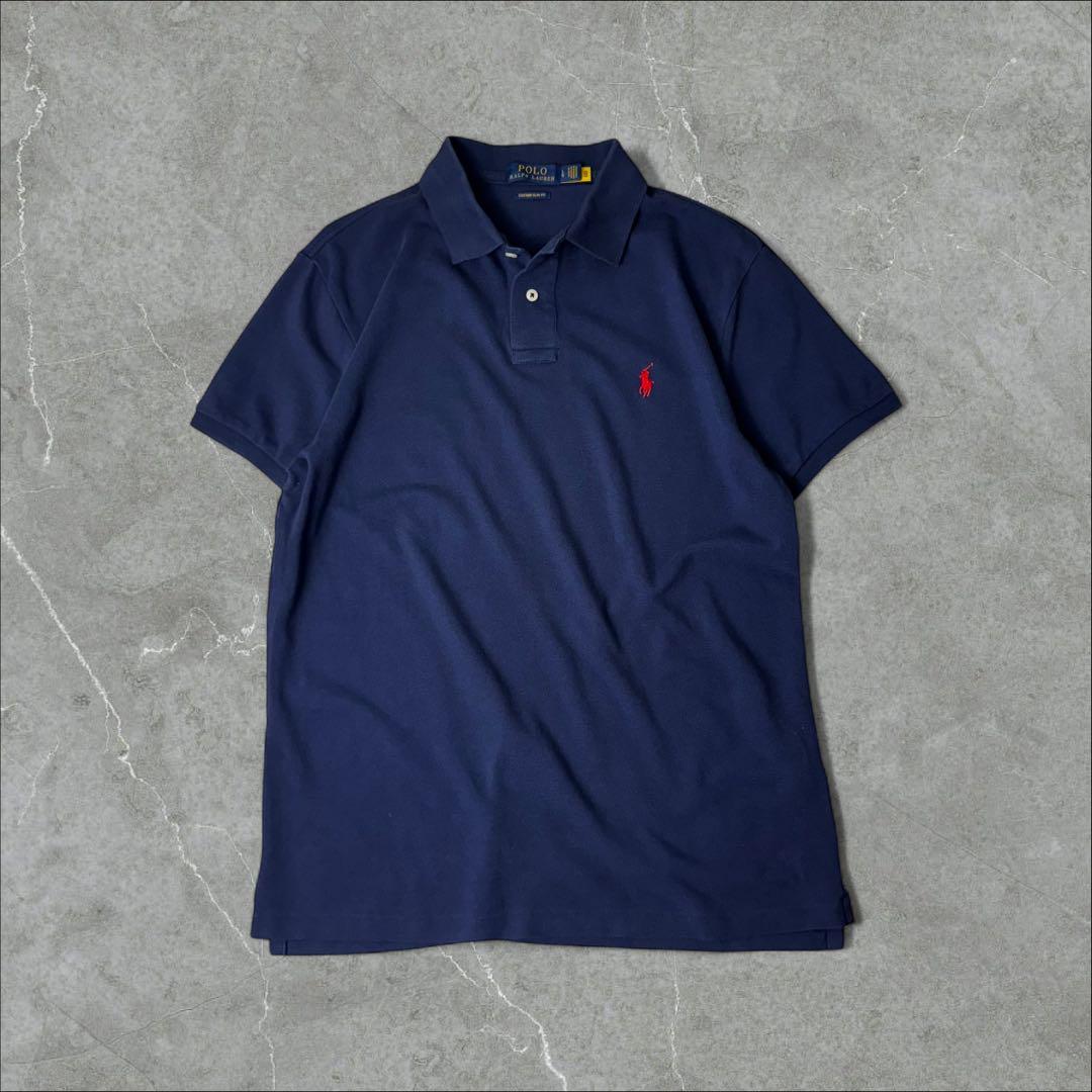 【現行】 Polo Ralph Lauren 刺繍ロゴ ポロシャツ L ネイビー