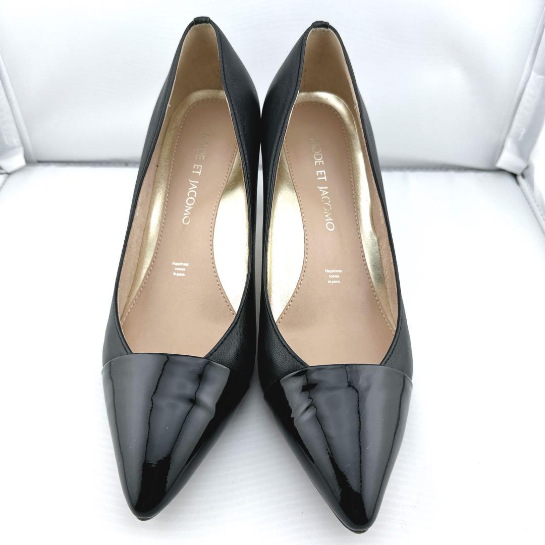 美品】 MODE ET JACOMO パンプス ポインテッド 22.5cm 黒