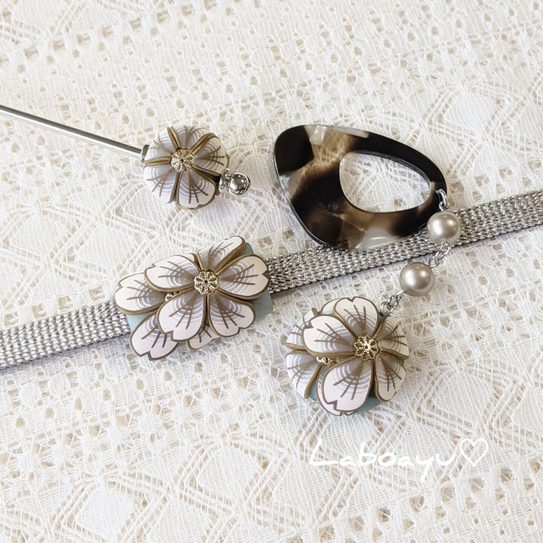 ニコさま売約済み かんざし〈Bouquet・桜Sepia・パステルグリーン〉3 画像4