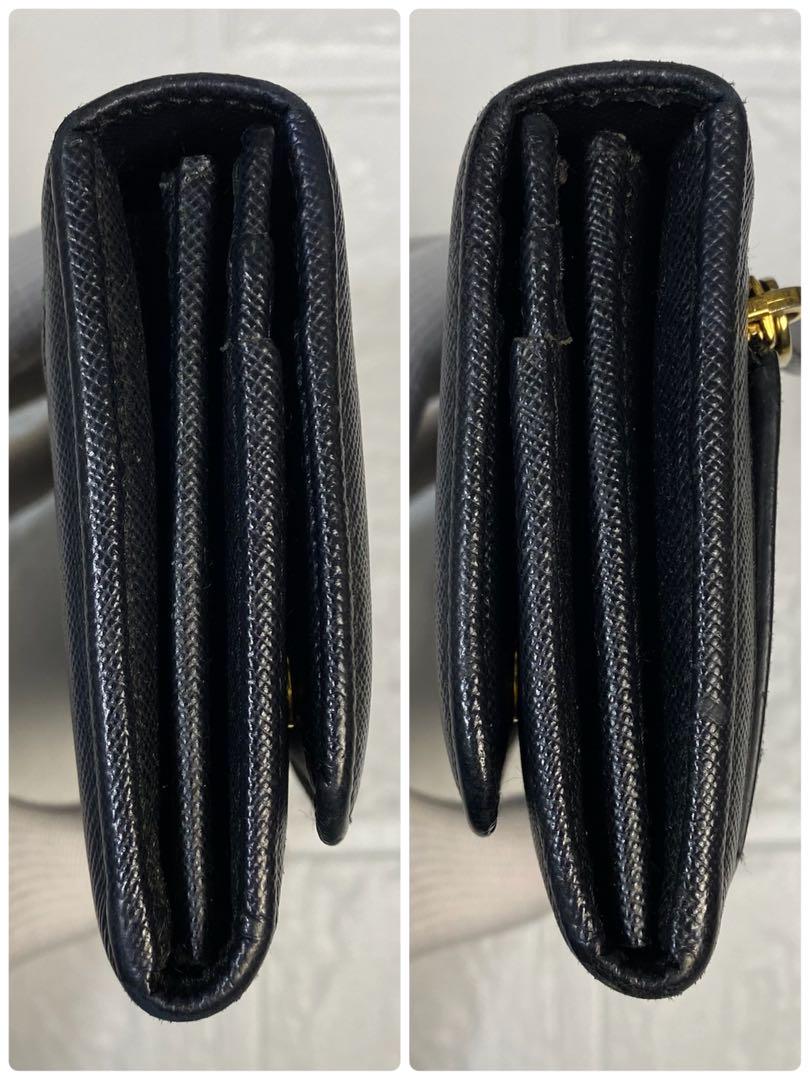 PRADA プラダ　長財布　サフィアーノレザー　ネイビー　ロゴ　箱カード付き