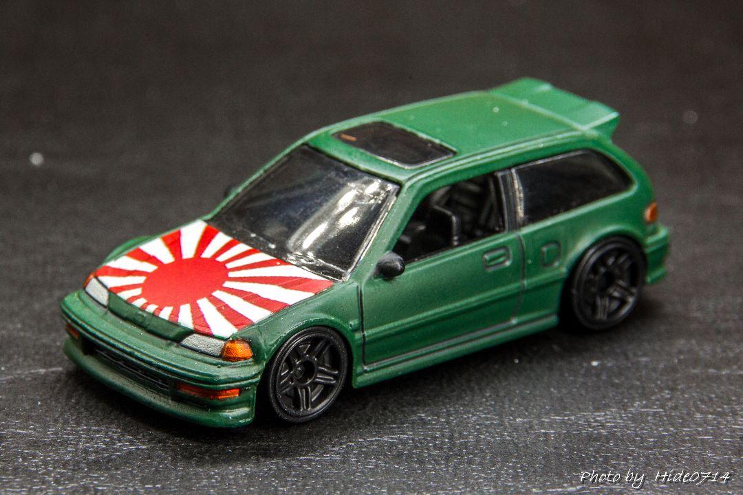 【海外限定】 ☆自作 カスタム☆90'ホンダシビックEF 【零戦カラー 旭日旗 ミニカー