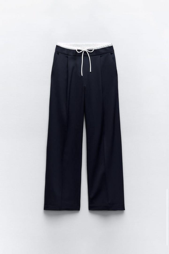 WIDE-LEGパンツ ダブルウエストバンド - ブラック | ZARA Japan