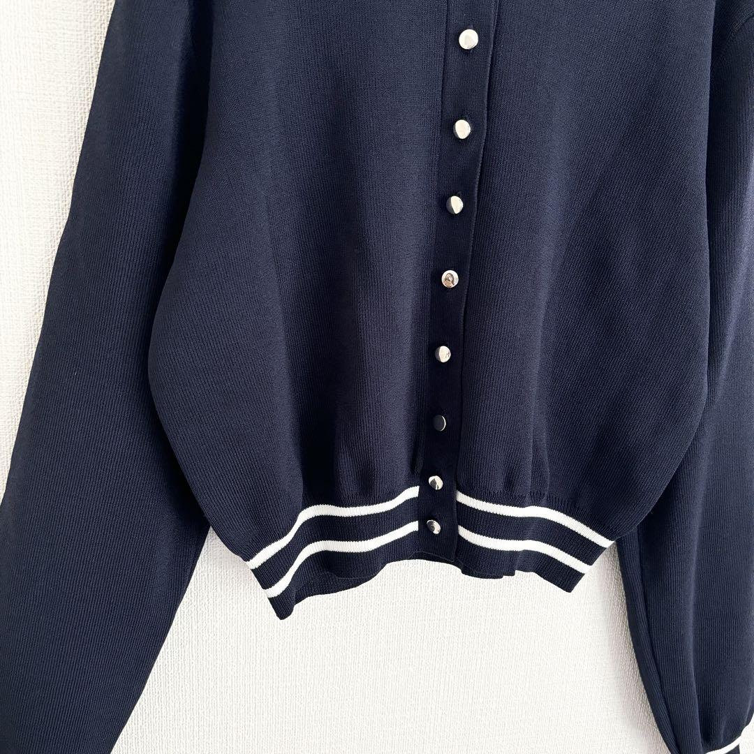 未使用品　maison de dolce 接触冷感UVカーディガン ネイビー maison de dolce 接触冷感UVカーディガン ライン 紺 ネイビー